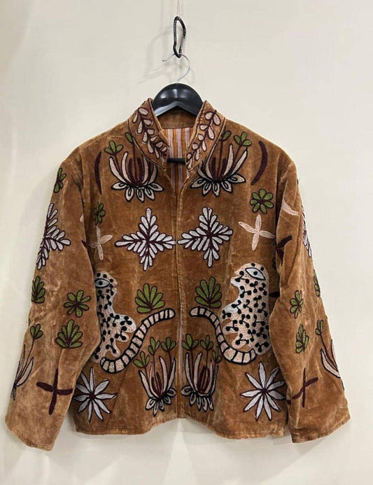 Velvet Suzani Jacket - Brown