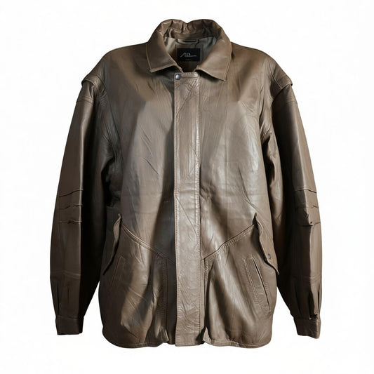 Sleeveless vintage leather jacket