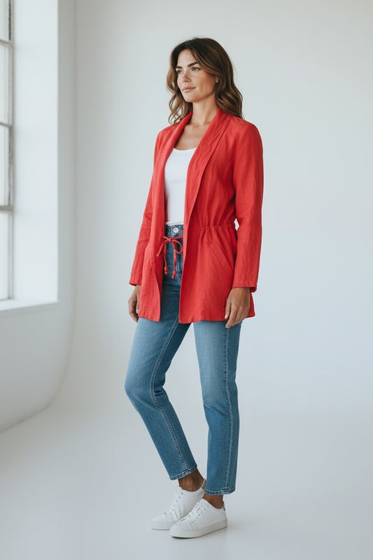 Giacca rossa in lino