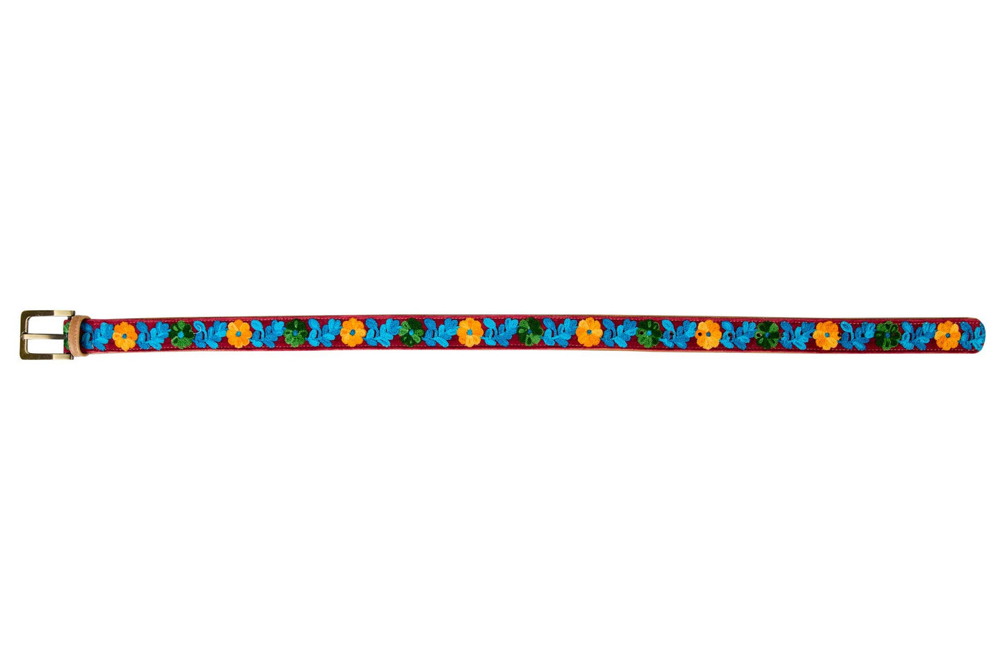Skagit - Embroidered Belt Size 100 Red Background: MULTICOLOUR / LEATHER, COTTON