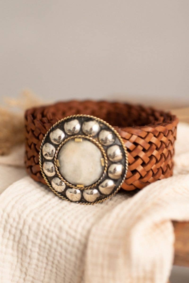 WIDE BROWN LEATHER BELT MARTE