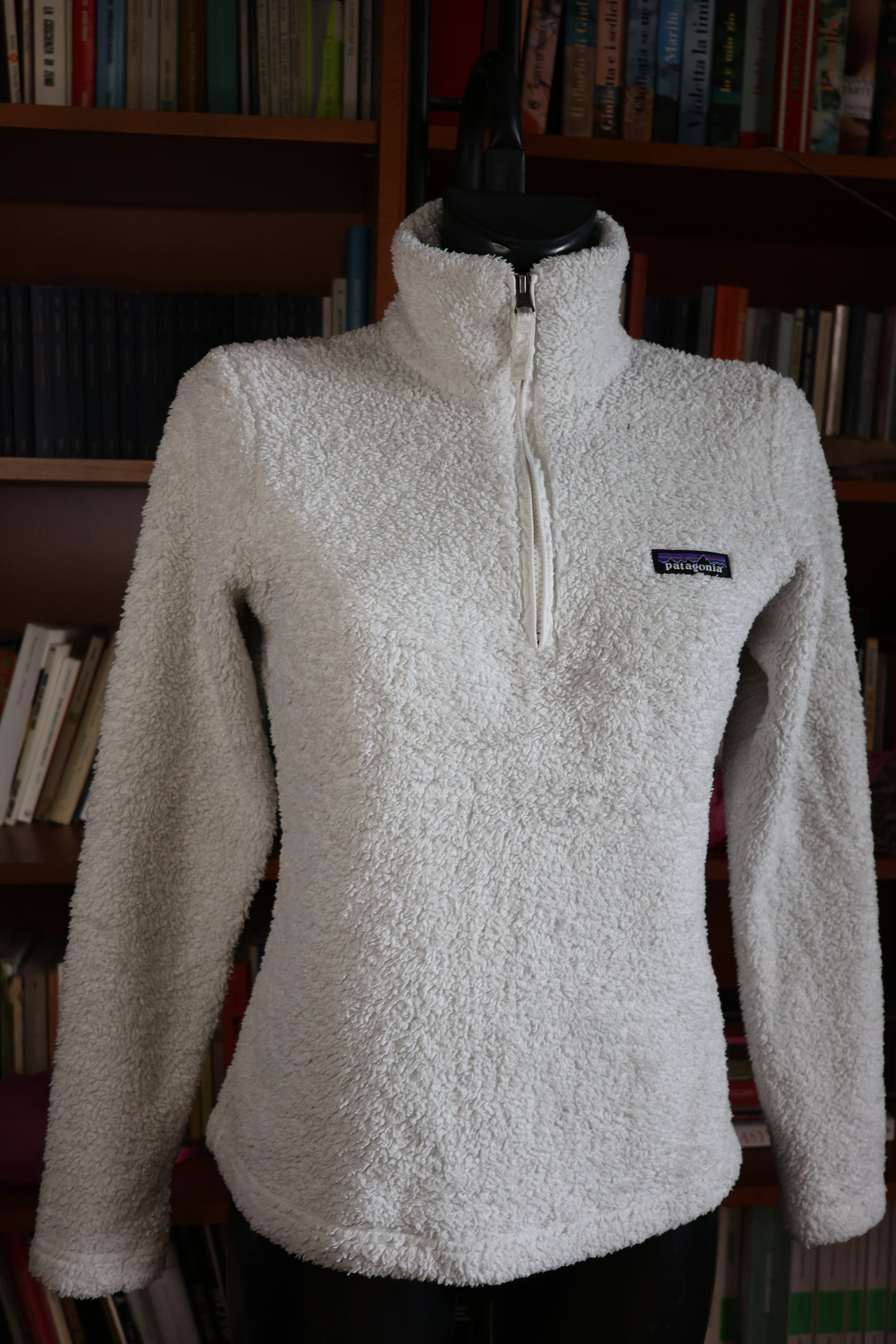 White Patagonia fleece jacket