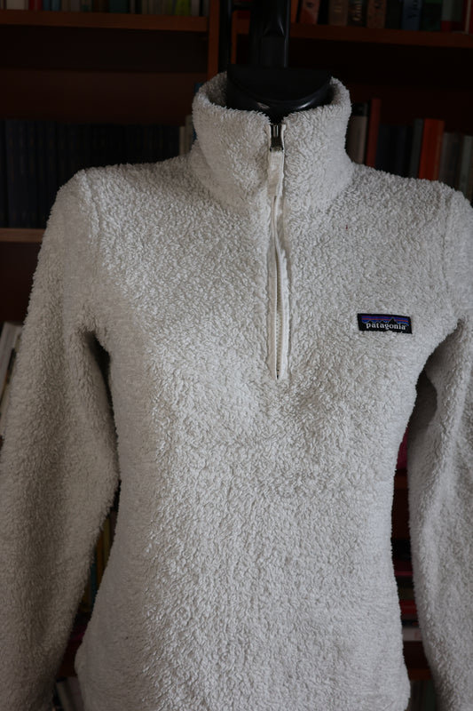 White Patagonia fleece jacket