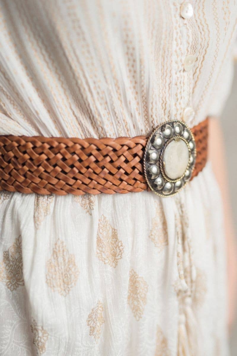 WIDE BROWN LEATHER BELT MARTE