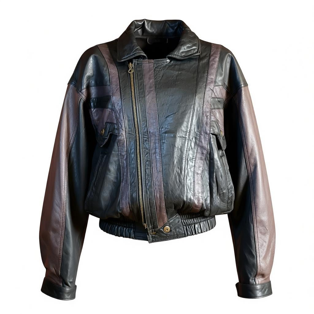Black & Violet vintage leather jacket
