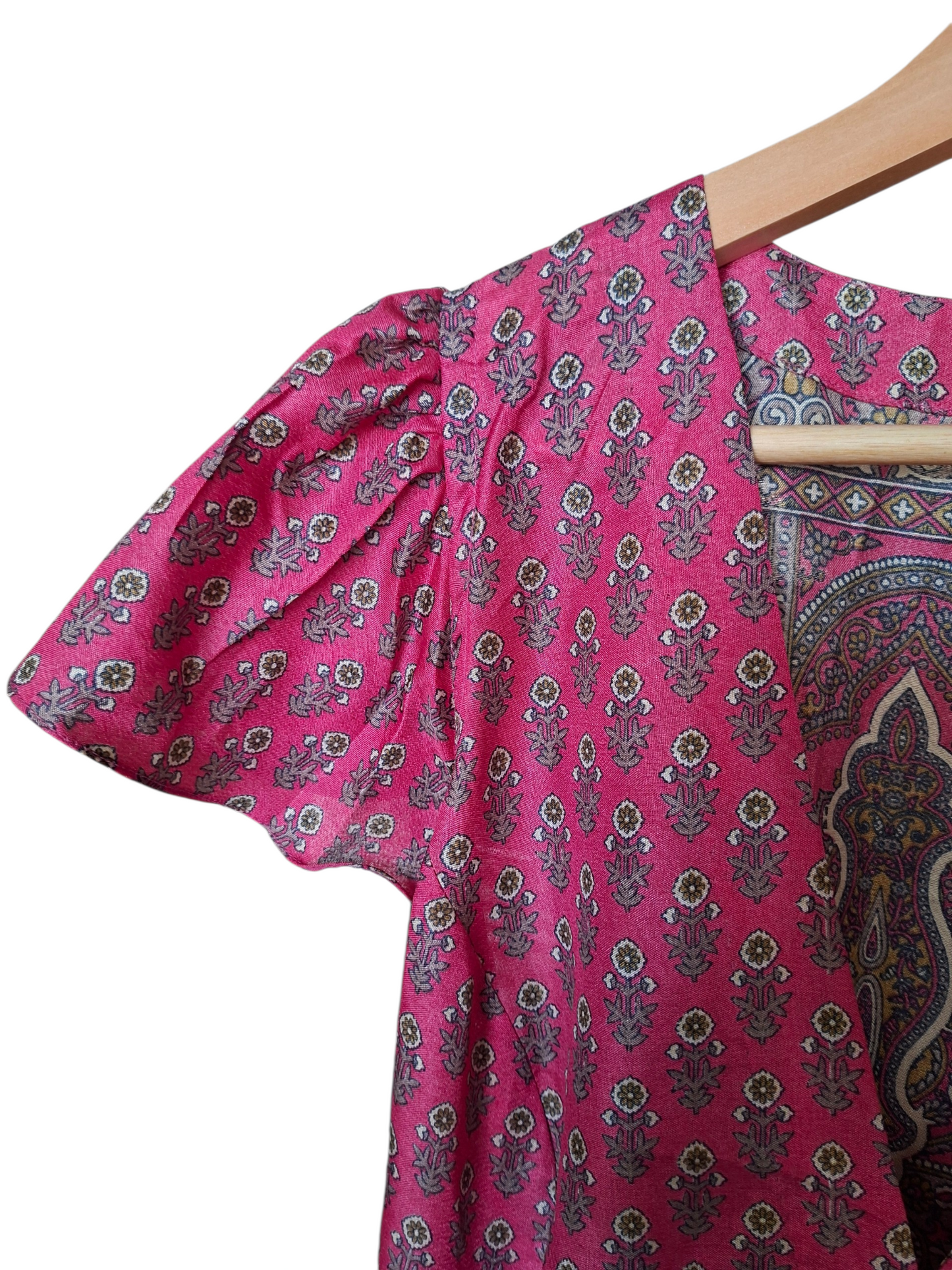 Vestito wrap dress fatto a mano rosa I Was a Sari,sustainable fashion, S