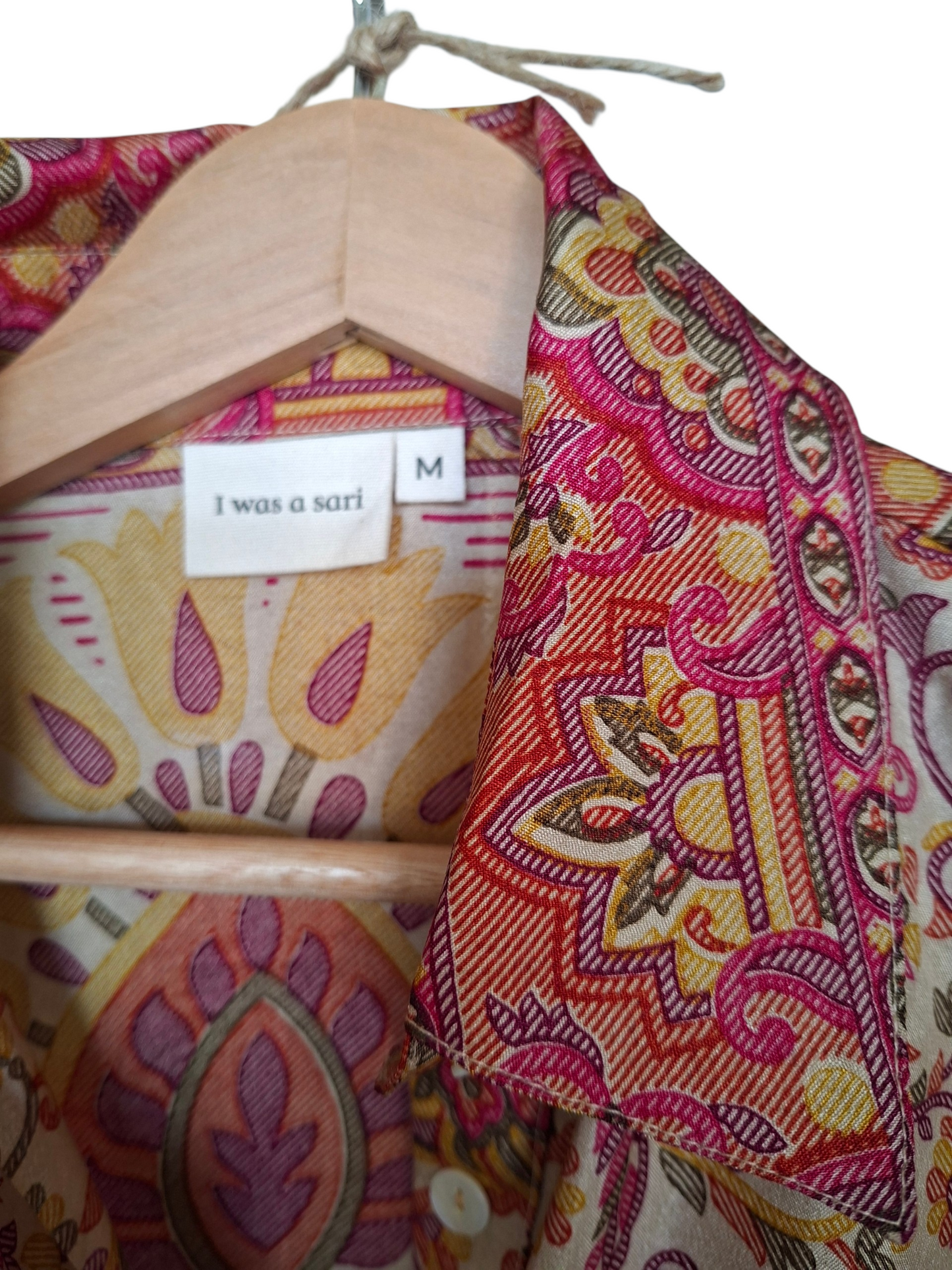 Tuta jumpsuit fatta a mano crema e rosa I Was a Sari sustainable fashion, M