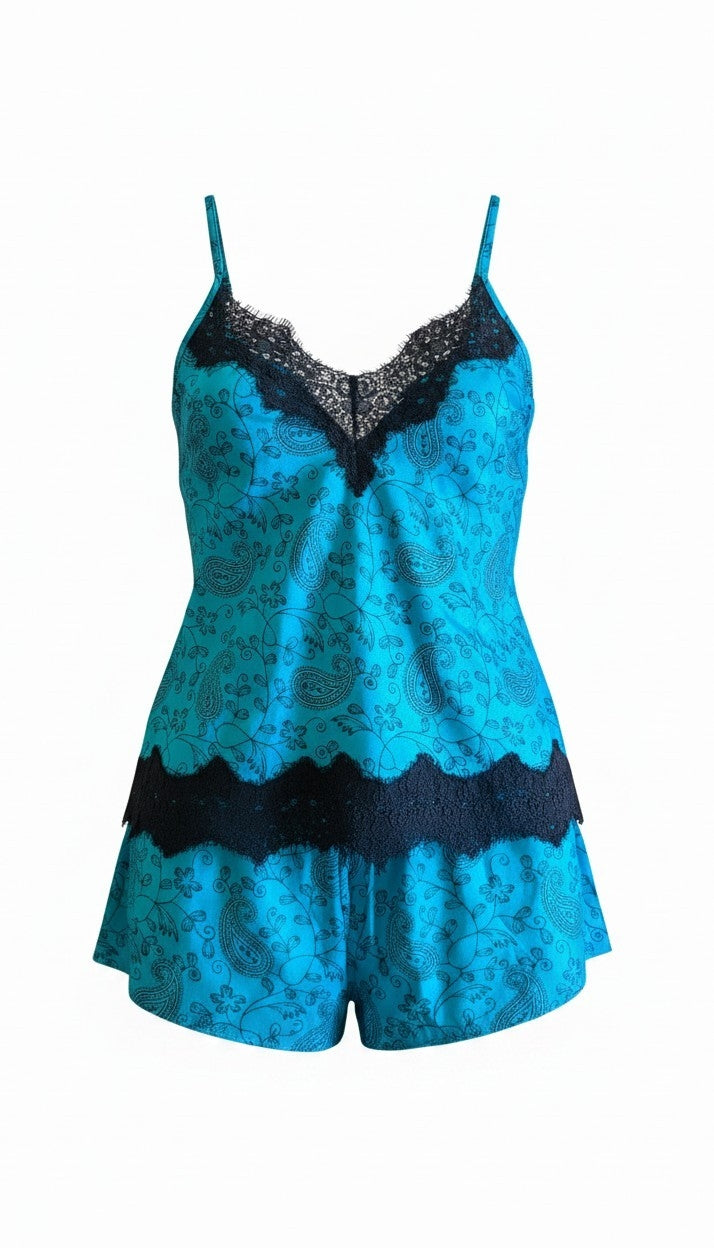 Pigiama corto nero e azzurro I was a Sari