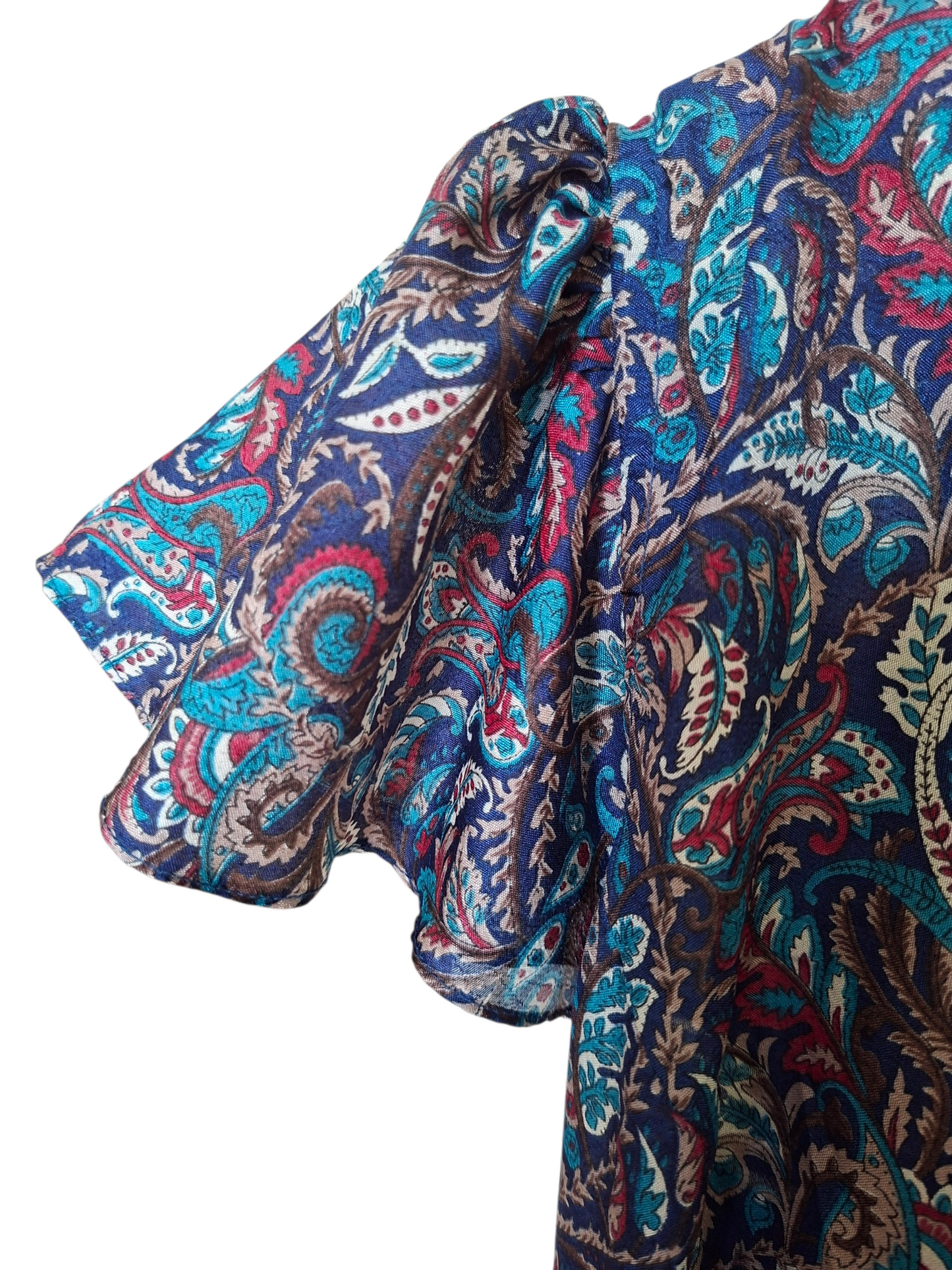 Vestito wrap dress fatto a mano blu I Was a Sari sustainable fashion, L