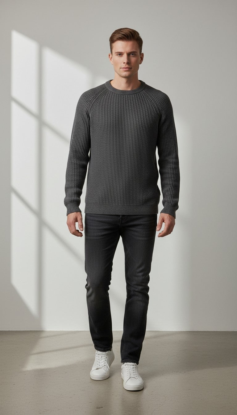 Maglia grigia in cotone da uomo