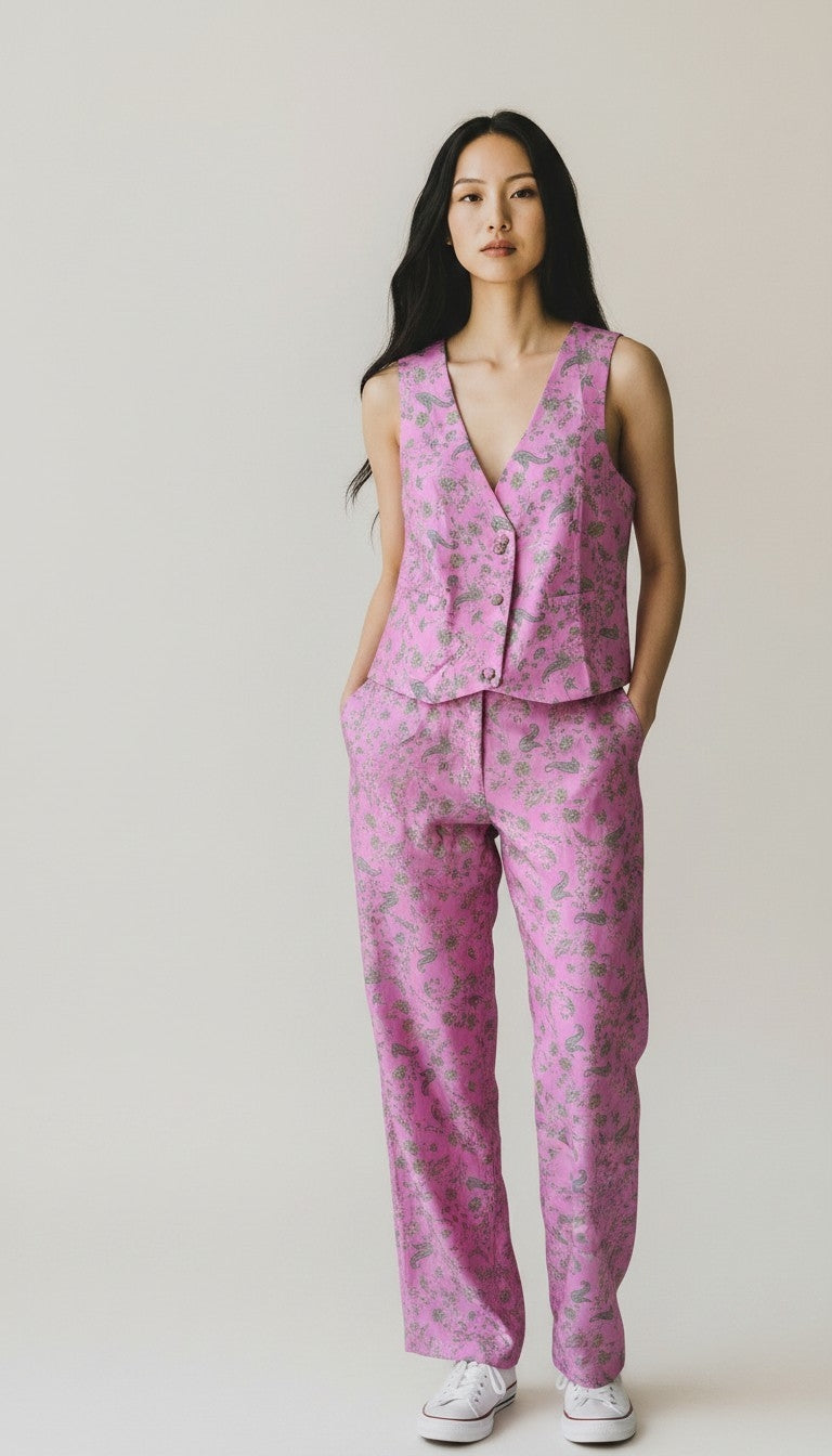Set coordinato rosa I was a Sari sustainable fashion