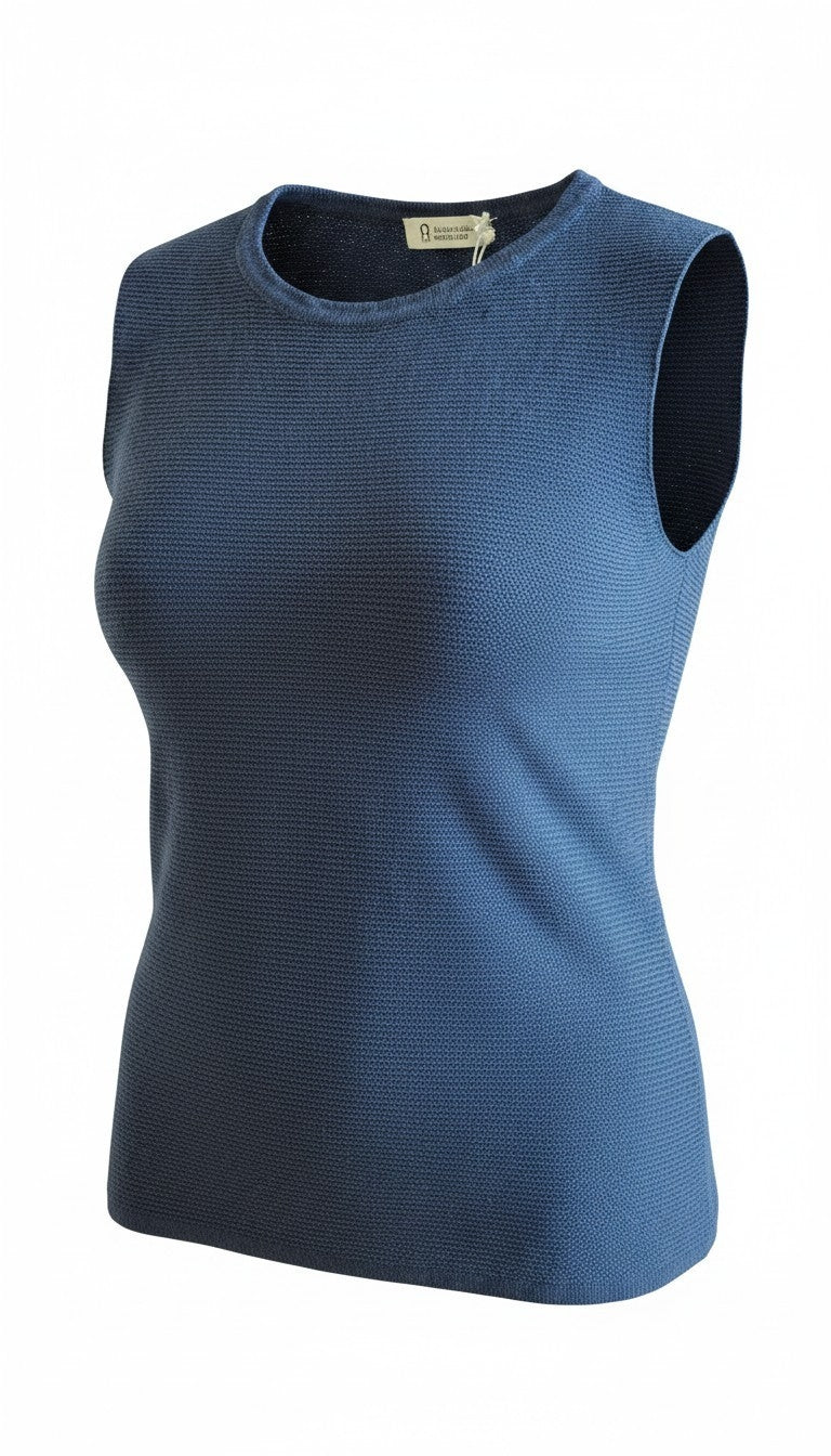 Maglia Alma in 100% lino Rifò moda sostenibile e circolare, in blu mora