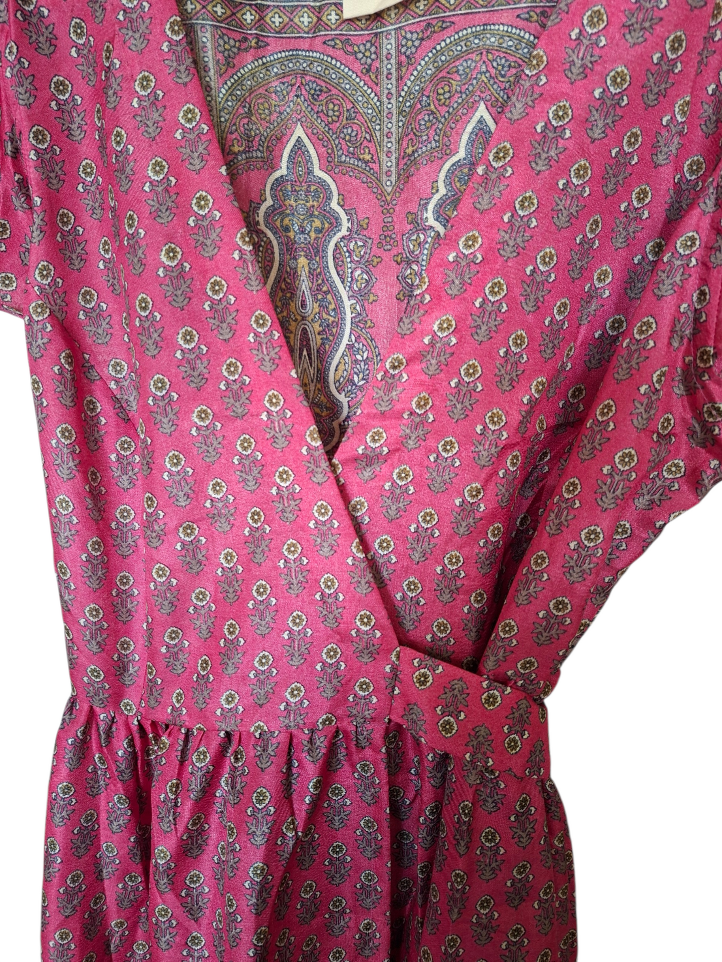 Vestito wrap dress fatto a mano rosa I Was a Sari,sustainable fashion, S
