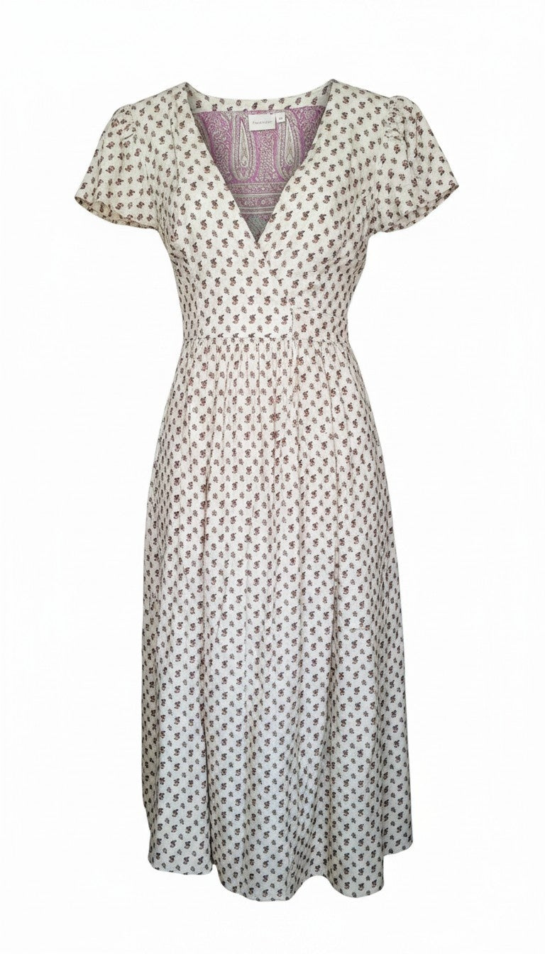 Vestito wrap dress fatto a mano bianco I Was a Sari sustainable fashion, M