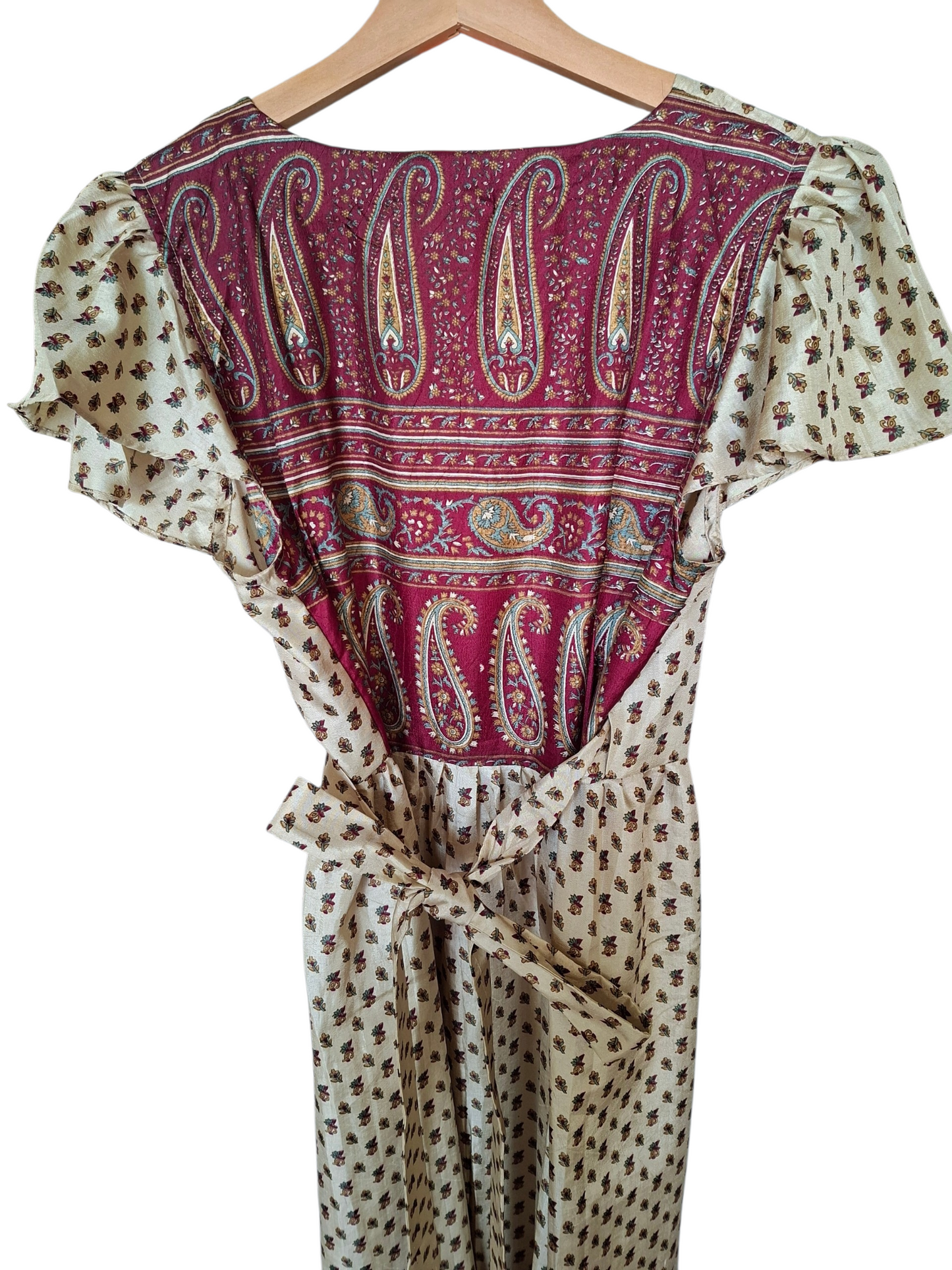 Vestito wrap dress fatto a mano bianco I Was a Sari sustainable fashion, M