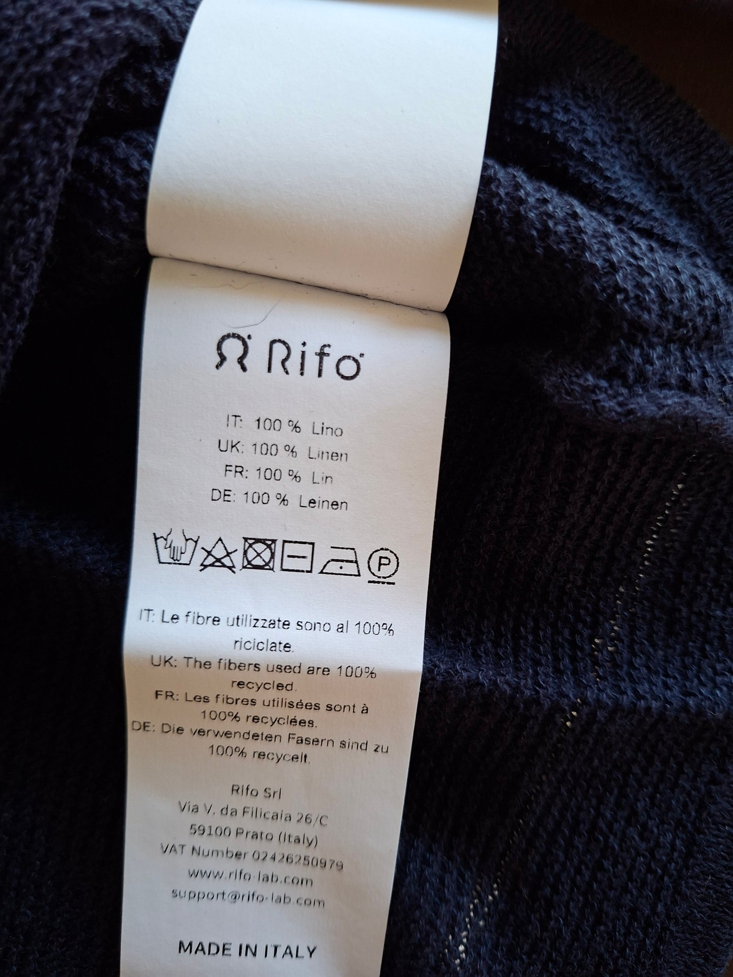 Maglia Alma in 100% lino Rifò moda sostenibile e circolare, in blu mora